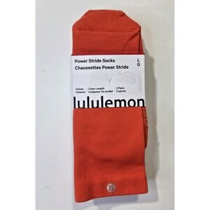 Lululemon Power Stride Crew Socks 3 Pack Orange Pink White Size L NWT Unisex